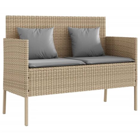 Banc de jardin，Banquette de jardin，Chaise avec coussins beige résine tressée CFW80004