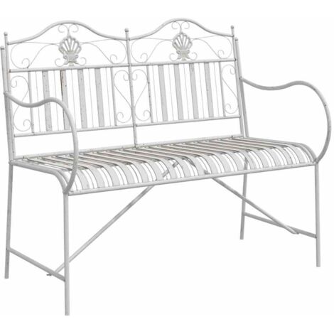Banc de jardin，Banquette de jardin，Chaise Blanc 104 x 54 x 93cm Acier CFW84200