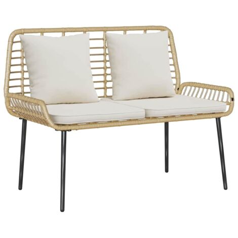 Banc de jardin，Banquette de jardin，Chaise Marron Noir Crème Rotin synthétique et acier CFW27181