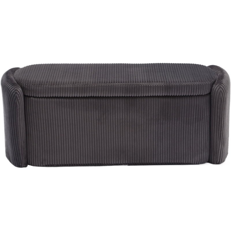 Banc de lit avec coffre moderne en velours rayé, bout de lit pour chambre à coucher, gris foncé