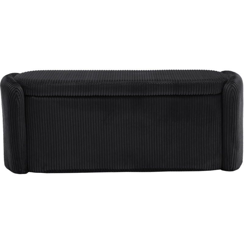 Liberté - Banc de lit avec coffre moderne en velours rayé, bout de lit pour chambre à coucher, noir