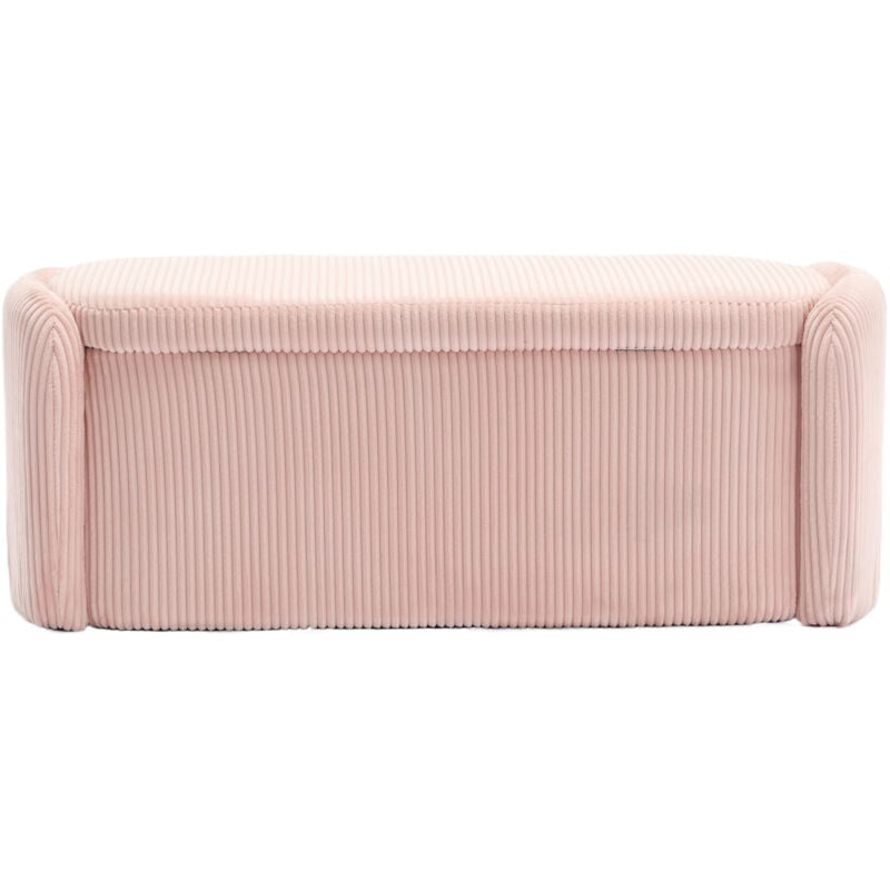 Liberté - Banc de lit avec coffre moderne en velours rayé, bout de lit pour chambre à coucher, rose