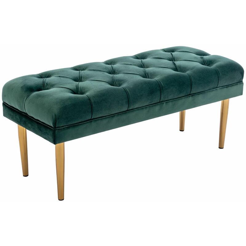 Wahson Office Chairs - Banc de lit en Velours Banc d'entrée avec Pieds dorés Banquette pour Chambre et Couloir, Vert