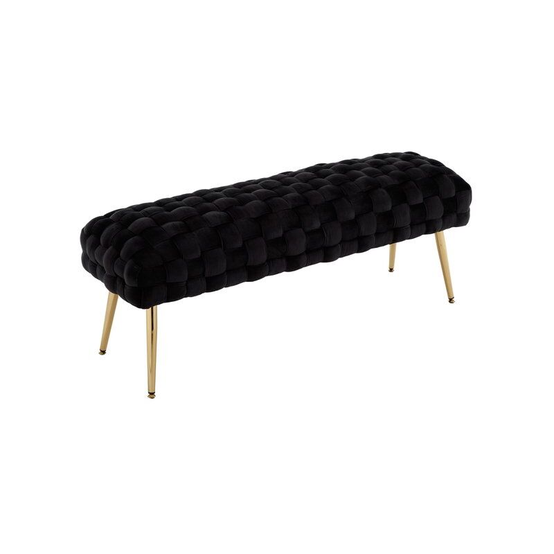 Banc de Lit pour Chambre Banc en Velours Banc à Entrée Moderne avec Coussin Epais pour Chambre/Salon, Washon, Noir