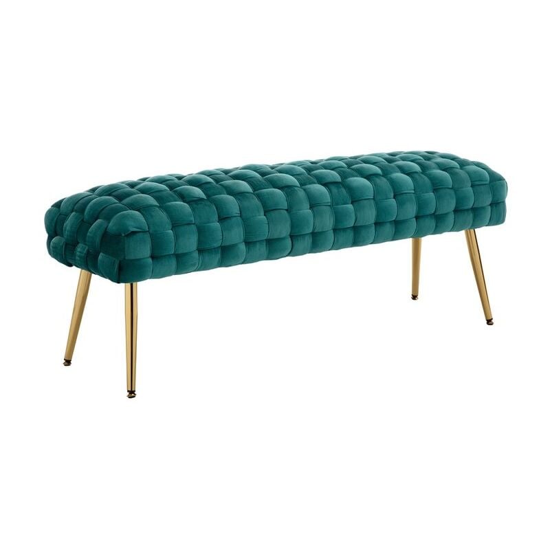 Banc de Lit pour Chambre Banc en Velours Banc à Entrée Moderne avec Coussin Epais pour Chambre/Salon, Washon, Vert