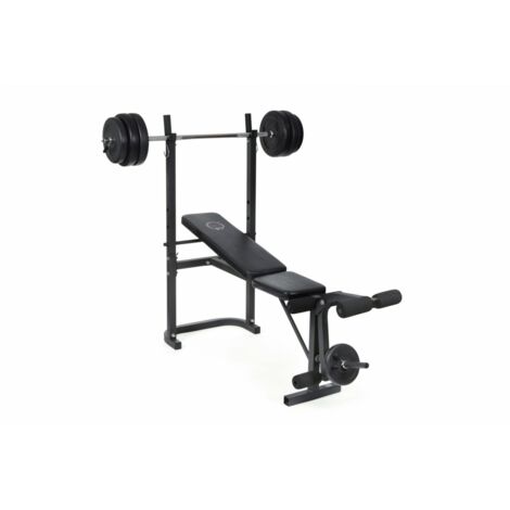 Banc de musculation avec poste jambe - Barre et 20 Kg de poids inclus - O'Fitness - Maison/appartement