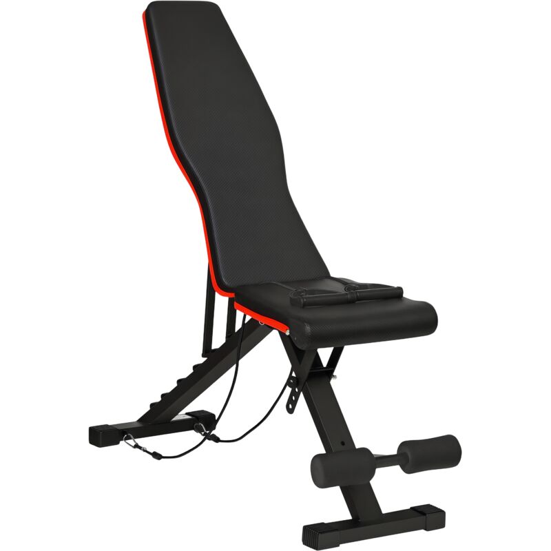 Banc de musculation - HOMCOM - pliable - dossier réglable 6 niveaux assise ajutable 4 niveaux - dossier assise rembourrés - noir