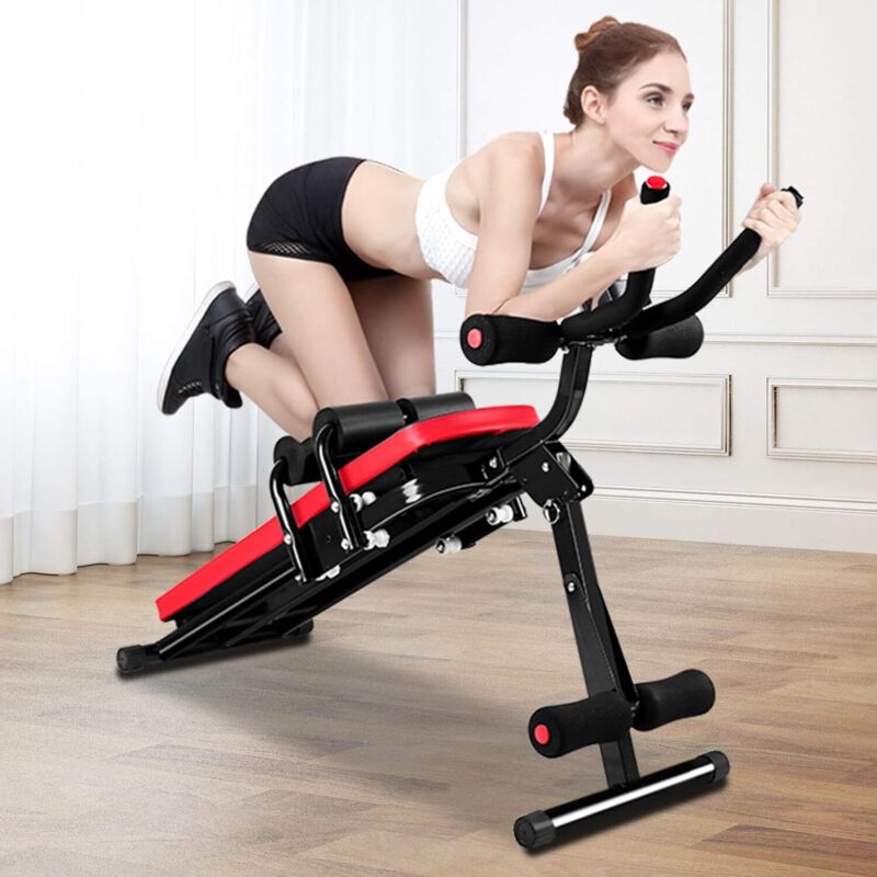Banc de Musculation Pliable, Musculation Bench, Multifonction Banc Abdominaux Entrainement Complet du Corps Fitness - rouge