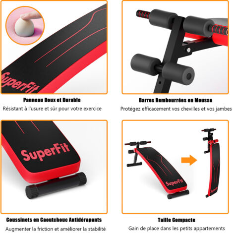Banc de Musculation Réglable Banc d'entraînement Pliable pour La Forme Physique Complète Du Corps Banc de Musculation pour Maison Rouge