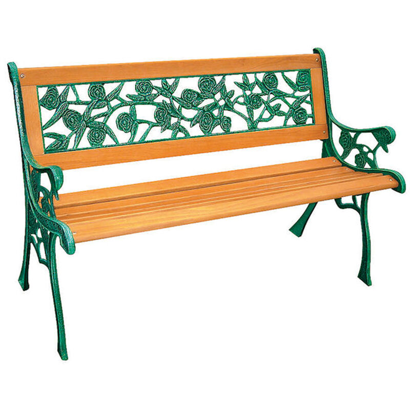 Spetebo - Banc de jardin avec roses, banc en bois