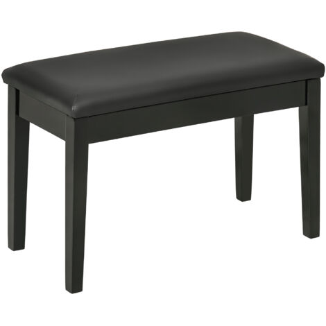 Banc de piano réglable en hauteur avec rangement intégré, coussin cuir noir 75x35x49 cm, siège musicien pratique et confortable design moderne