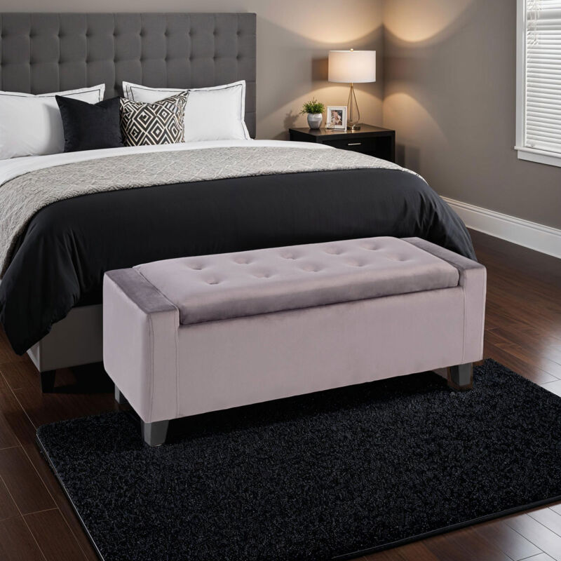 Banc de rangement 110x40x39 cm en velours gris