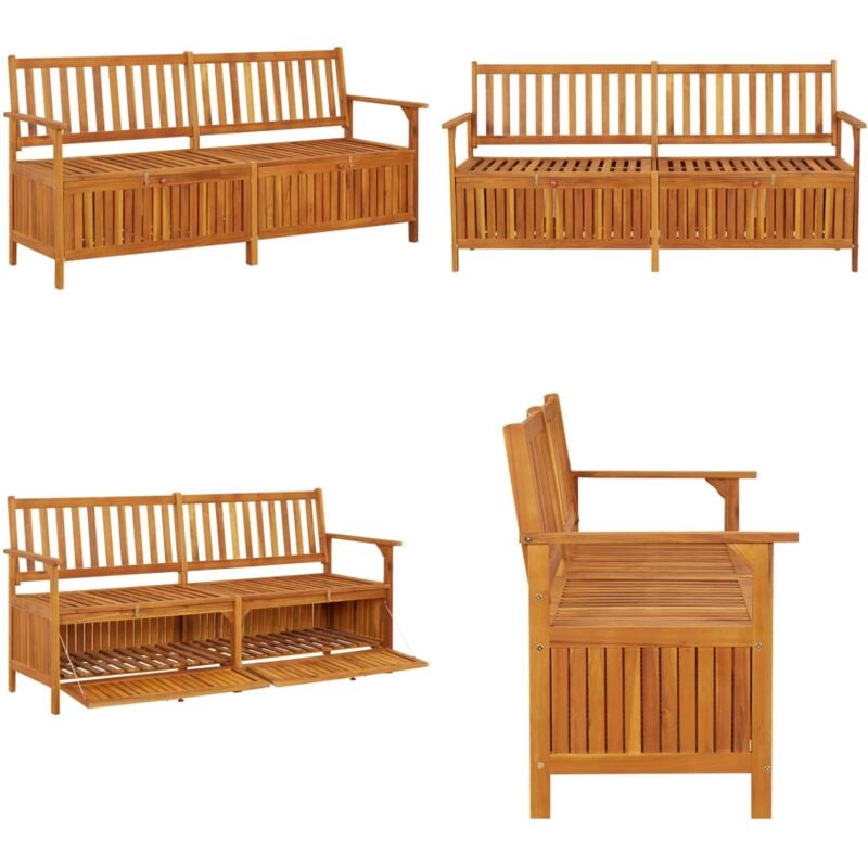 Banc de rangement 170 cm Bois d'acacia solide - Banc De Jardin - Meuble De Jardin - Rangement Exterieur - Acacia Massif - Banc Coffre - Home & Living