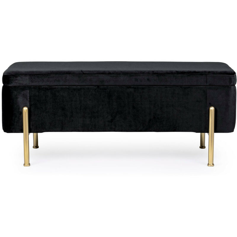 Hellin - Banc coffre 2 places en velours et piétement or - nina