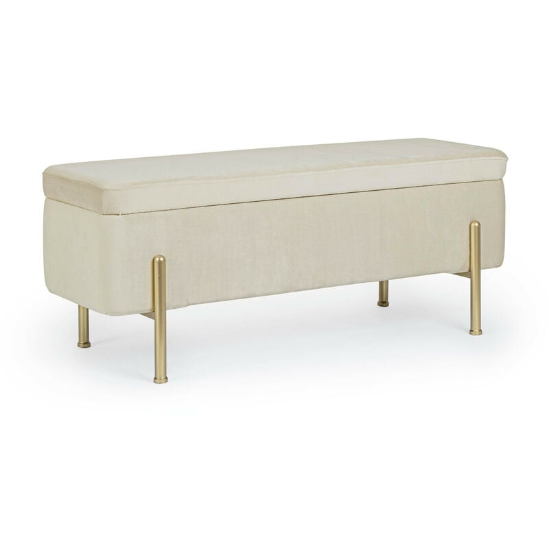 Hellin - Banc coffre 2 places en velours et piétement or - nina