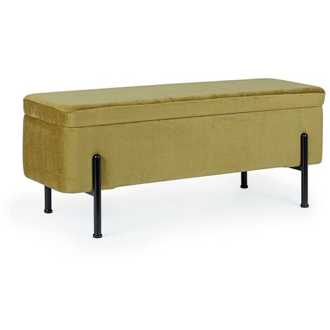 Banc de rangement 2 places Irina tissu vert 110 x 42 x 42 cm