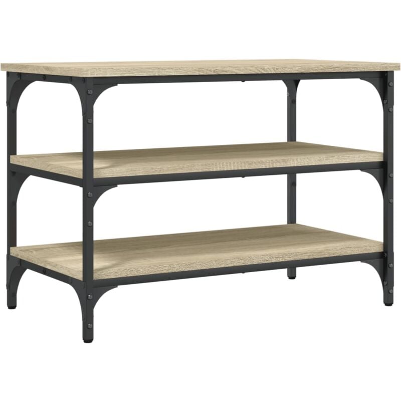 Décoshop26 - Banc de rangement à chaussures 3 étagères 70 x 38,5 x 49 cm bois d'ingénierie couleur chêne sonoma DEC024893