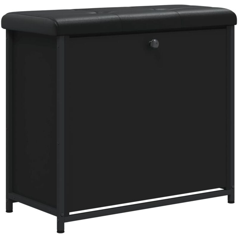 Banc de rangement à chaussures avec tiroir rabattable 62 x 32 x 56 cm en bois et métal noir DEC024826