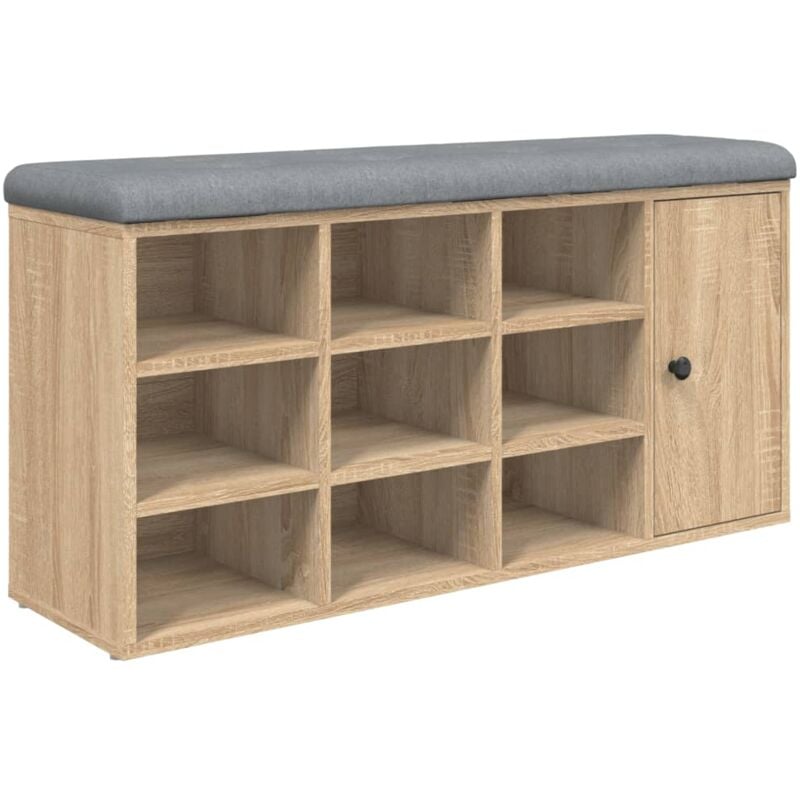 Banc de rangement à chaussures couleur chêne 102 x 32 x 50 cm bois d'ingénierie brun DEC024886