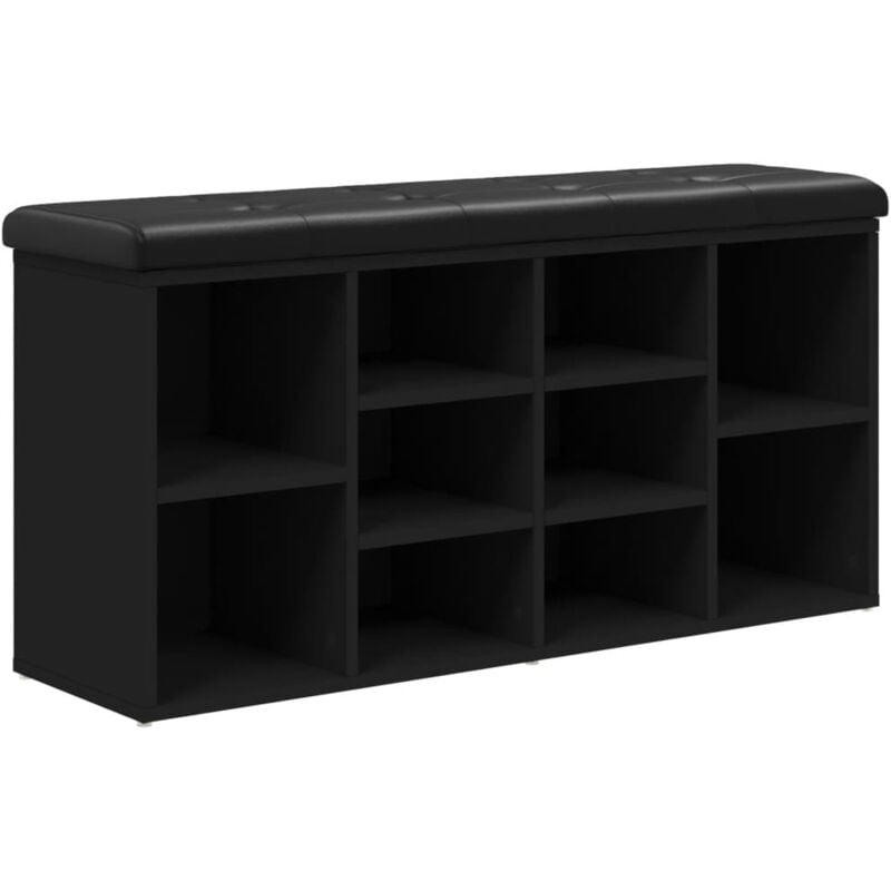 Banc de rangement à chaussures noir 102 x 32 x 50 cm bois d'ingénierie noir DEC024911
