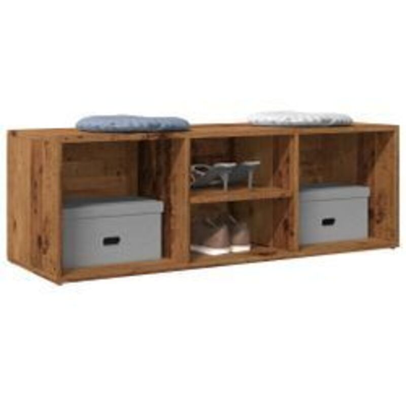 Banc de rangement à chaussures vieux bois 105x35x35 Banc de rangement à chaussures vieux bois 105x35x35