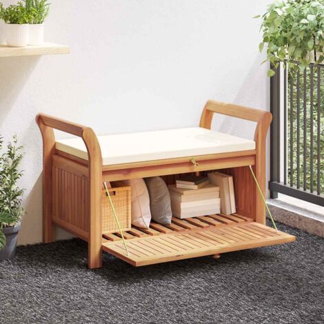 Banc de rangement  Armoire de rangement  Banc coffre rangement de jardin avec coussin 126 cm Bois d'acacia MCYMH377651