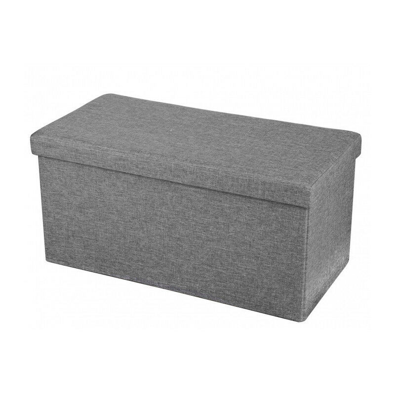 Banc de rangement aspect lin - 76 x 37,5 x h 37,5 cm - Gris foncé - Polyester - Livraison gratuite