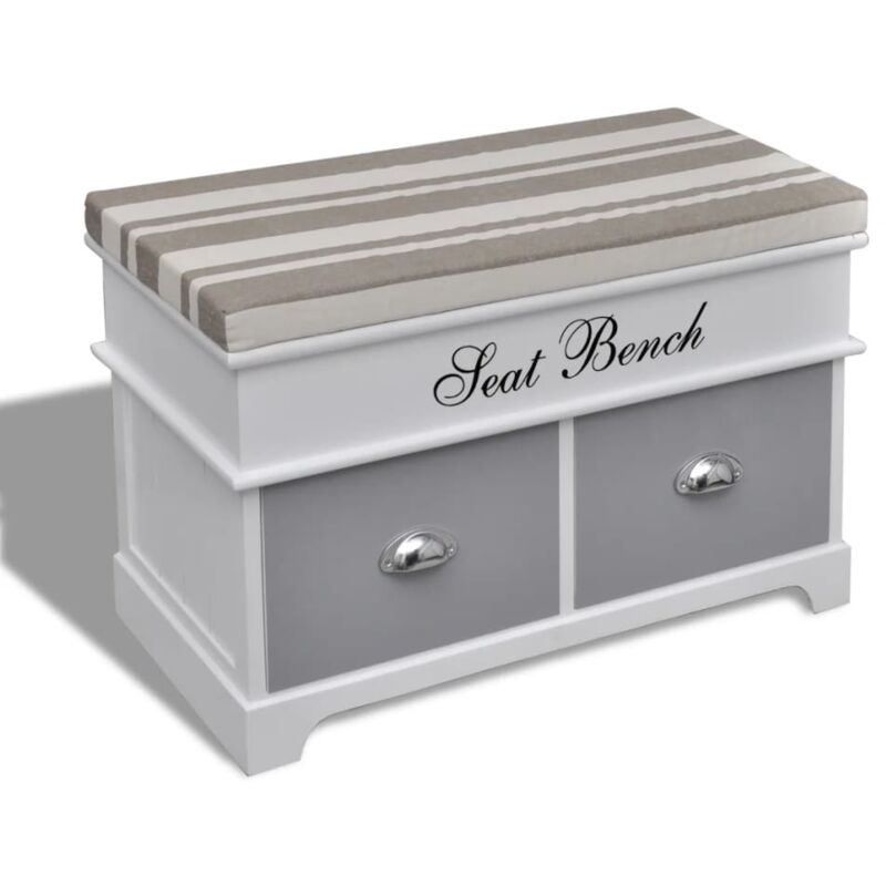 Vidaxl - Banc d'entrée et de rangement avec coussin gris 2 tiroirs Blanc
