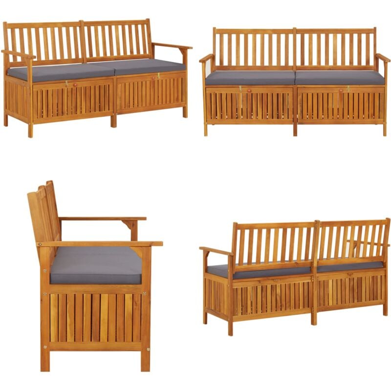 Banc de rangement avec coussin 148 cm Bois d'acacia solide - Banc De Jardin - Banc Avec Rangement - Meuble De Jardin - Acacia Massif - Mobilier De