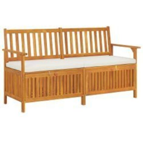 Banc de rangement avec coussin 148cm Bois d'acacia solide