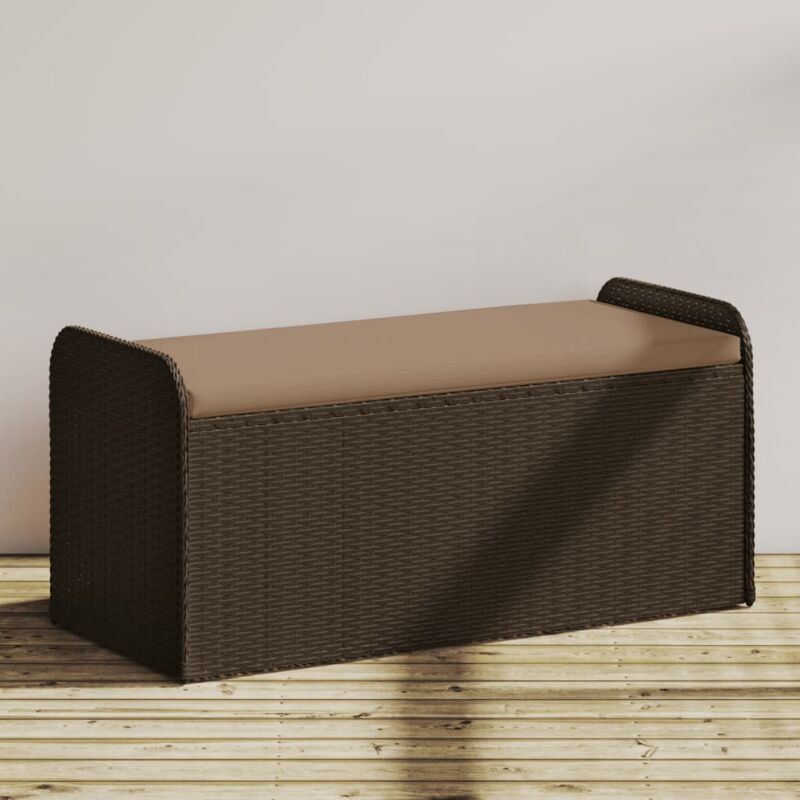 Vidaxl - Banc de rangement et coussin marron 115x51x52 cm résine tressée