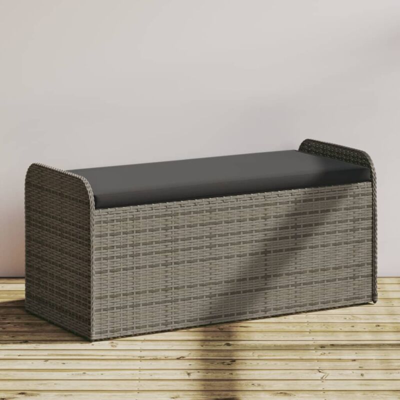 Vidaxl - Banc de rangement avec coussin gris 115x51x52 cm résine tressée