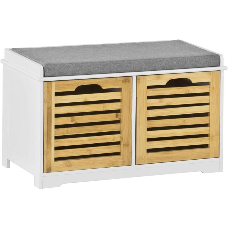 Banc de Rangement avec coussin rembourré et 2 cubes, Meuble d'Entrée Commode à Chaussure Banquette confortable Sobuy FSR23-K-WN