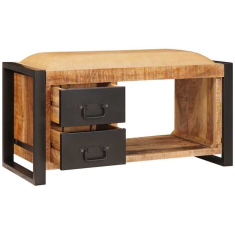 Banc de Rangement avec tiroir Marron Bois de manguier massif CFW188309