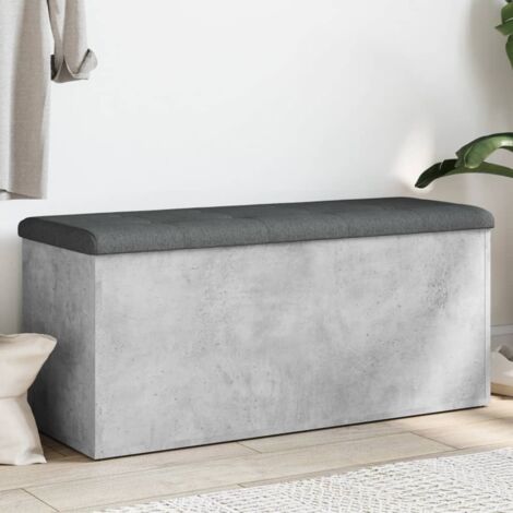 Banc de rangement, Banc de rangement, Coffre de rangement gris béton 102x42x45 cm bois d'ingénierie DESIGN IN