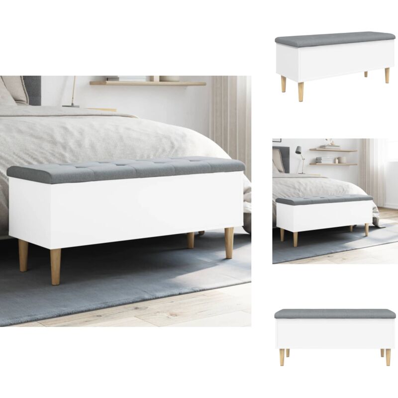 Vidaxl - Banc de rangement blanc 102x42x46 cm bois d'ingénierie - Banc Coffre - Banc Rangements - Banc Entrée - Meuble Rangement - Mobilier Intérieur