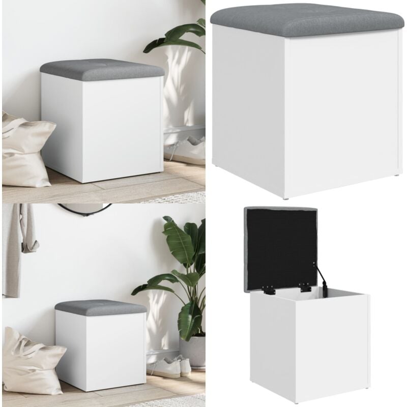Vidaxl - Banc de rangement blanc 42x42x45 cm bois d'ingénierie - Banc Coffre - Banc Rangement - Banc Entrée - Meuble Rangement - Mobilier Intérieur