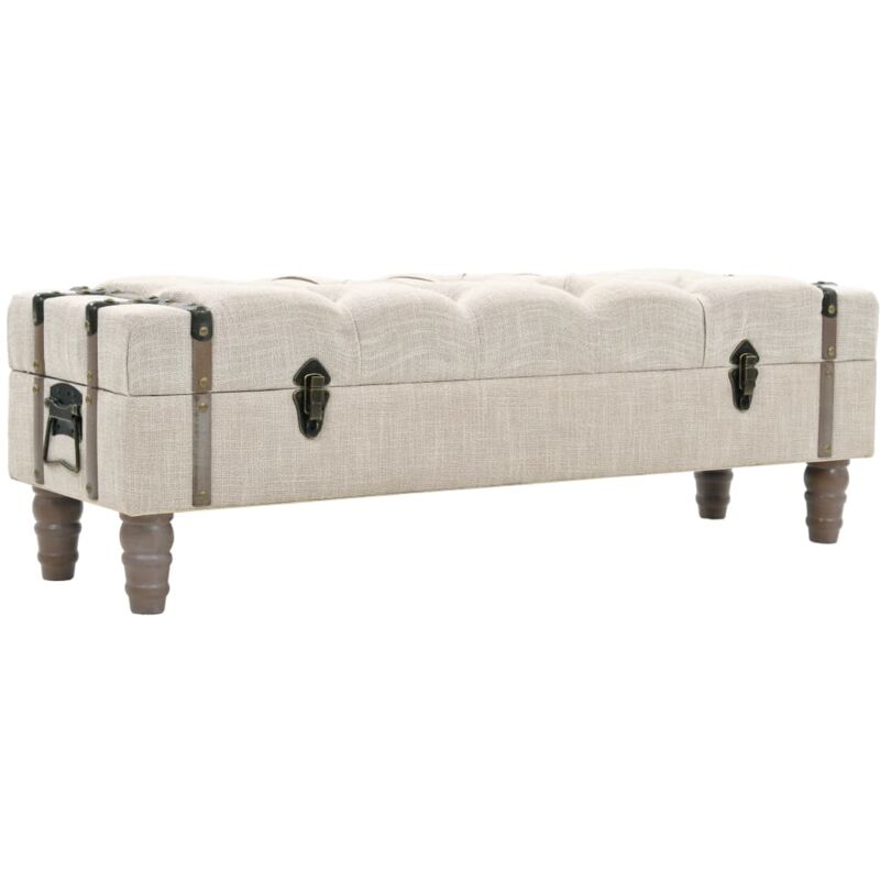 Vidaxl – Banc de rangement en bois de sapin massif et acier – Dimensions 111x34x37 cm – Assise rembourrée et tapissée – Facile à assembler