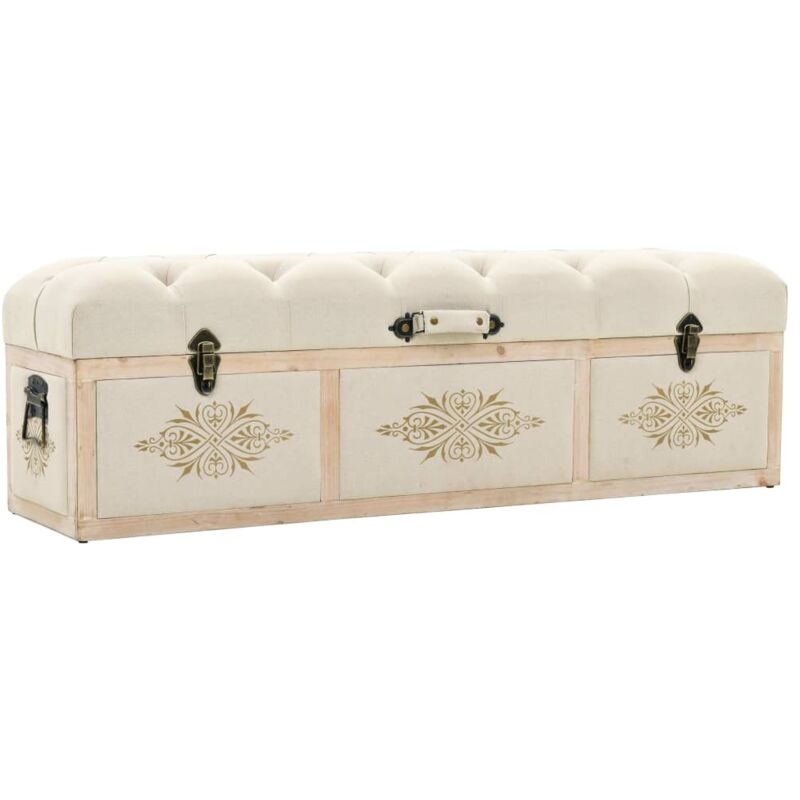 Vidaxl - Banc de rangement 110 cm Crème Bois de sapin massif et tissu