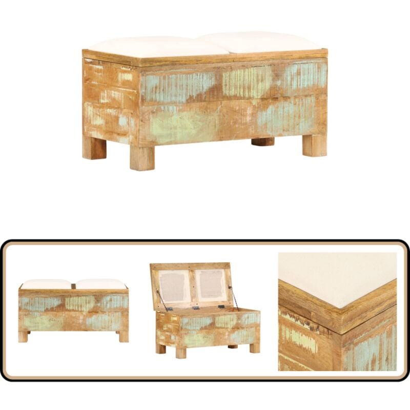 Vidaxl - Banc de rangement Bois massif recyclé 80 x 40 x 40 cm - Banc Coffre - Banc Rangement - Meuble Retro - Mobilier Design - Banc Bois Massif