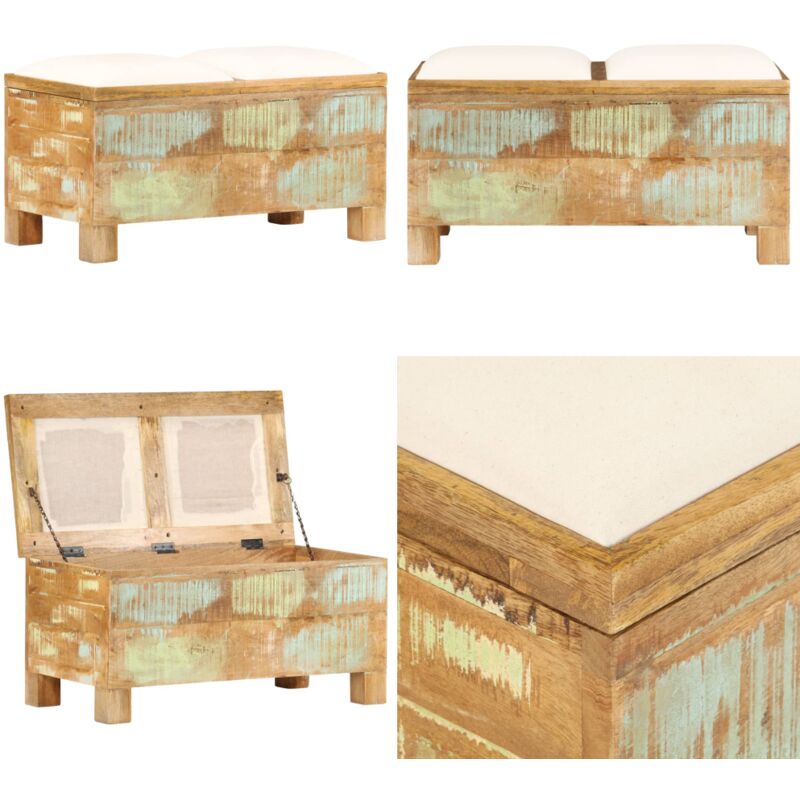 Vidaxl - Banc de rangement Bois massif recyclé 80 x 40 x 40 cm - Banc Coffre - Banc Rangement - Meuble Retro - Mobilier Design - Banc Bois Massif