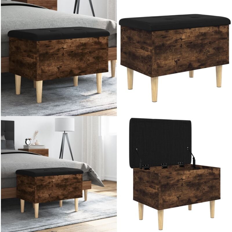 Vidaxl - Banc de rangement chêne fumé 62x42x46 cm bois d'ingénierie - Banc Coffre - Banc Rangement - Banc Entrée - Meuble Rangement - Mobilier