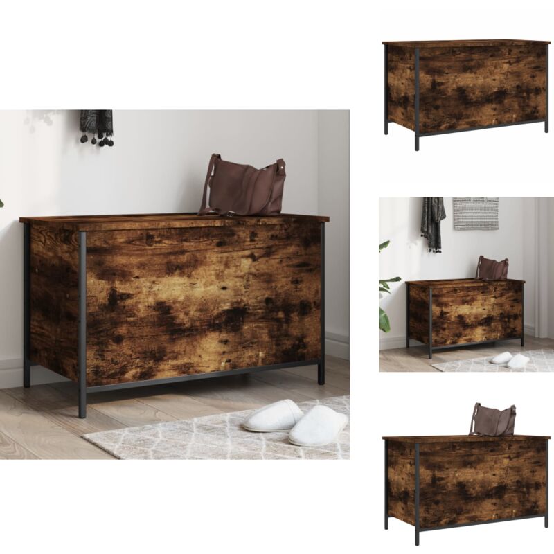 Banc de rangement chêne fumé 80x42,5x50 cm bois d'ingénierie - Banc De Rangement - Banc Coffre - Meuble De Rangement - Banc Entrée - Mobilier