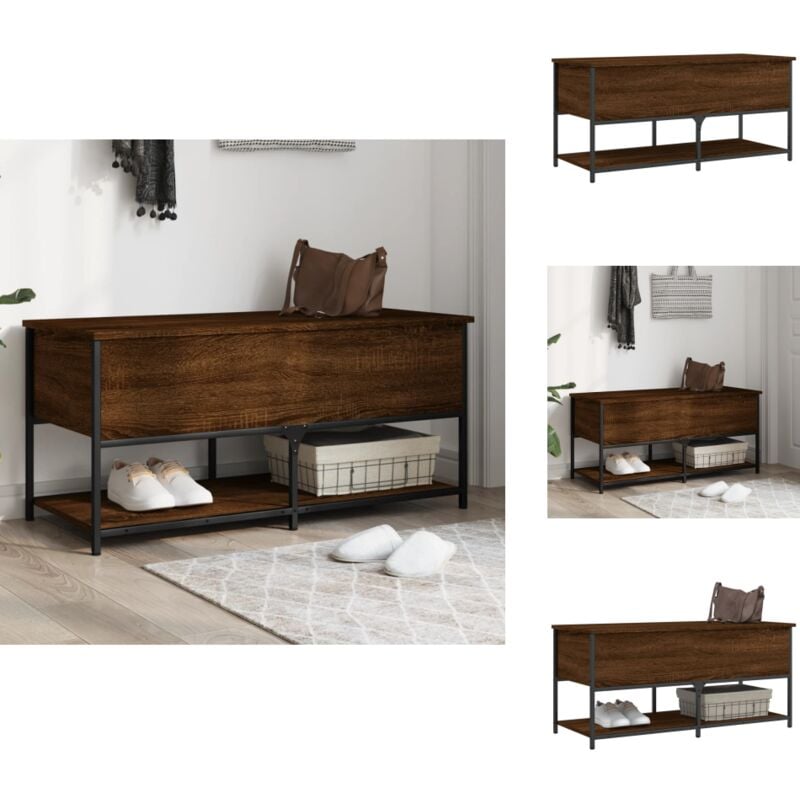Banc de rangement chêne marron 100x42,5x47 cm bois d'ingénierie - Banc De Rangement - Banc Coffre - Meuble De Rangement - Banc Entrée - Banc Salon