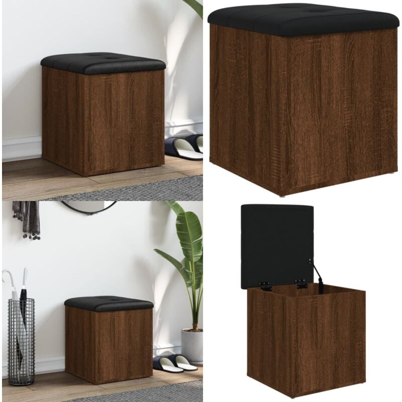 Vidaxl - Banc de rangement chêne marron 42x42x45 cm bois d'ingénierie - Banc Coffre - Banc Rangements - Banc Entrée - Meuble Rangement - Banc Salle à