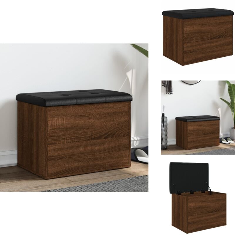 Banc de rangement chêne marron 62x42x45 cm bois d'ingénierie - Banc Coffre - Banc Rangements - Banc Entrée - Meuble Rangement - Mobilier Intérieur