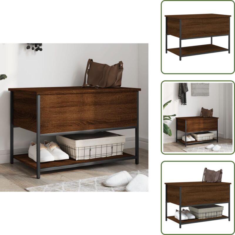 Banc de rangement chêne marron 70x42,5x47 cm bois d'ingénierie - Banc Coffre - Banc Rangement - Banc Entrée - Meuble Rangement - Mobilier Intérieur