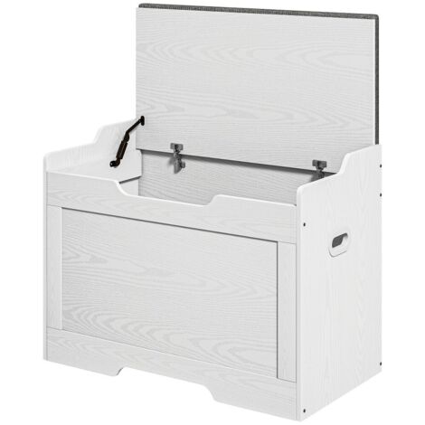 Banc de rangement-coffre blanc 103L-coussin assise amovible-pour salon-chambre-75x40x56(cm)