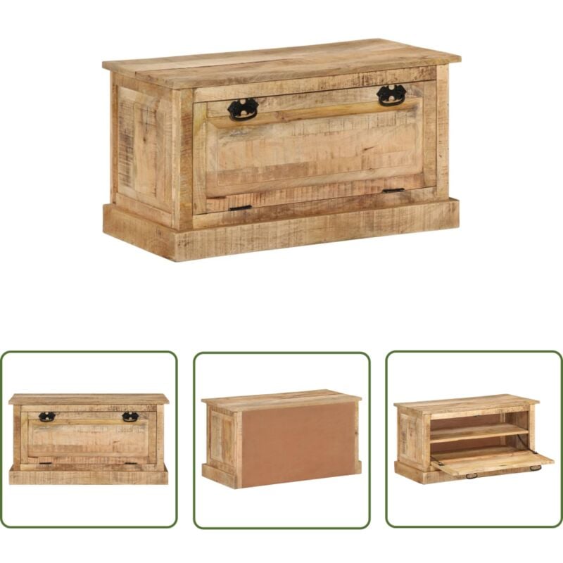 Les Tendances - The Living Store Banc de rangement de chaussures 85x40x45 cm Bois de manguier - Banc Coffre - Banc Rangement Chaussures - Banc Entrée