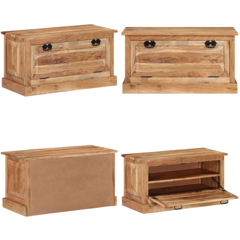 Banc de rangement de chaussures 85x40x45cm Bois d'acacia massif - Banc Coffre - Banc Rangement Chaussures - Banc Entrée - Banc Bois Acacia - Mobilier